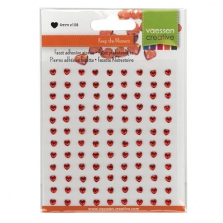 Self-adhesive pearls 3+5mm x108 red heart