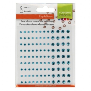 Self-adhesive pearls 3+5mm x108 turquoise