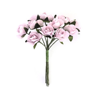 Paper Flowers Rose, 12pcs, pink