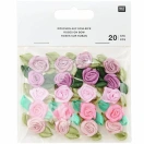 Roses on ribbon with glue dot 1,2x2,5cm 20 pieces