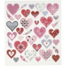 Stickers, sheet 15x16.5 cm, approx. 37 pc, , hearts