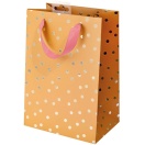 Gift bag mustard dots gold 18x26x12cm