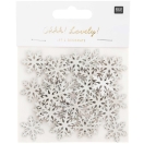 Deco confetti snowflakes, wood, white 48pcs