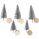 Christmas Spruce Trees, H: 40+60mm, 5pcs silver