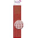 Stickers, sheet 5x23 cm, hearts, diamond red, 2sheets