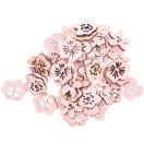 WOODEN blossom, pink 48pcs