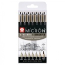 Pigma micron set 6 fineliners & 1 brush pen