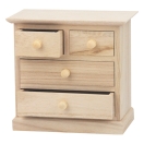Wooden box , dresser 4 drawers 17x16x9cm