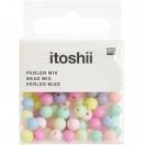 Plastic beads, rainbow pastel glossy mix, Ø 6 mm, 80 pcs 