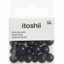 Plastic beads, black, Ø 10 mm, 24 pcs 