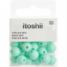 Plastic beads, mint, Ø 10 mm, 24 pcs 
