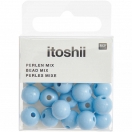 Plastic beads, blue, Ø 10 mm, 24 pcs 