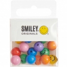 Smiley beads, round, rainbow classic, 21 pcs, Ø 10 mm