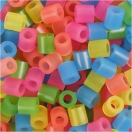 Fuse Beads, size 5x5 mm, hole size 2,5 mm, medium, Neon, 1100 pc/ 1 pack