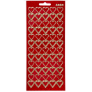 Stickers, sheet 10x23 cm, red, hearts, 1sheet