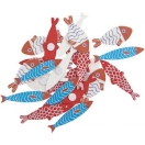 Deco-sticker fish, red, blue, white, 24 pcs