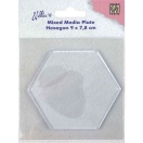 Mixed media plaat, hexagon 9x7,8cm