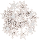 Deco stickers snowflakes, wood, white 24pcs