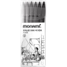 Monami Fine Point 0.35mm, 6 grey colors