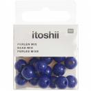 Plastic beads, dark blue, Ø 10 mm, 24 pcs 