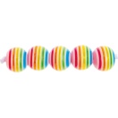 Striped beads, rainbow white, 48 pcs Ø 8 mm