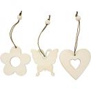 Wooden ornament 1pc/ flower, butterfly or heart