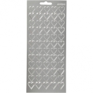 Stickers, sheet 10x23 cm, silver, hearts, 1sheet