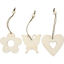 Wooden ornament 1pc/ flower, butterfly or heart