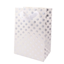 Gift bag white dots silver 18x26x12cm