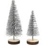 Christmas Spruce Trees, H: 40+60mm, 5pcs silver