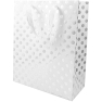 Gift bag white, dots  silver 26x32x12cm
