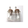 Mini Glass Bottles, with cork&screw, 22x22mm, 2pcs