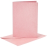 Kaardid ja ümbrikud 10,5x15cm/ 4tk pärlmutter roosa